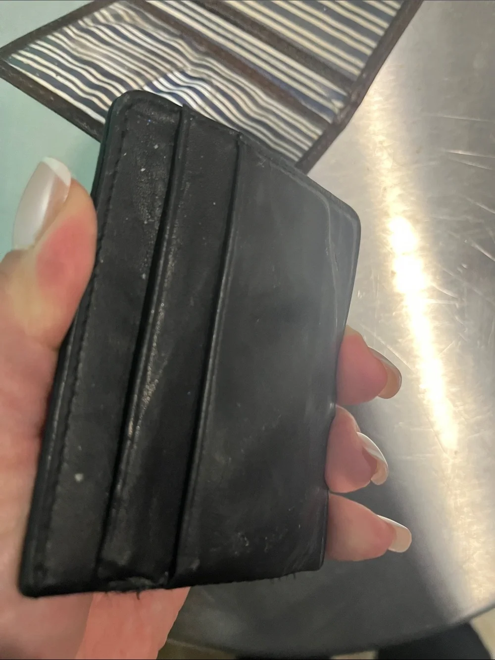 Wallet Men's Black Leather Bifold Wallet and Card Holder Set satin cowhide